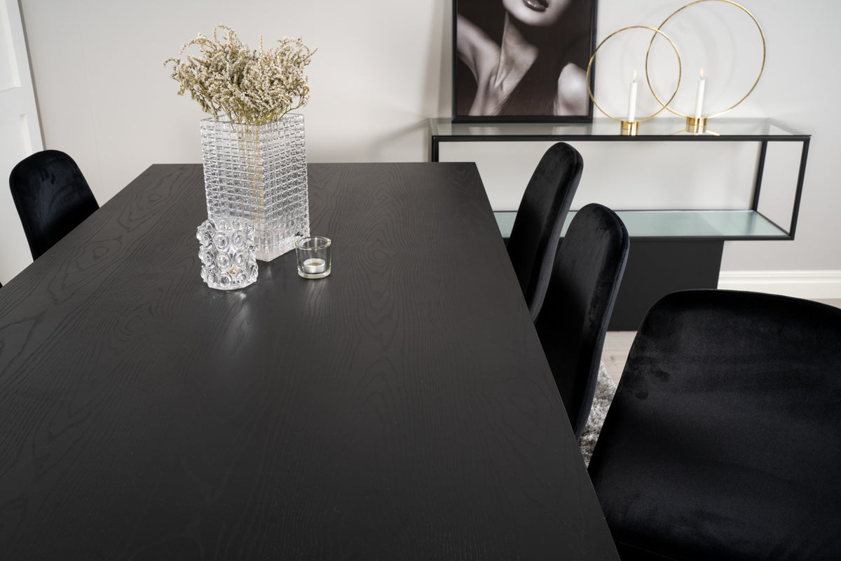 Venture Design Dipp & Polar Rektangulära Matbord 180 x 90 Svart + Matstolar 2-pack Svart