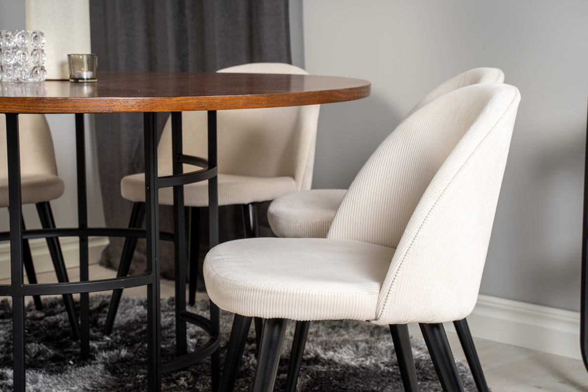 Venture Design Copenhagen & Velvet Runda Matbord ⌀140 Brun + Matstolar 2-pack Grädde