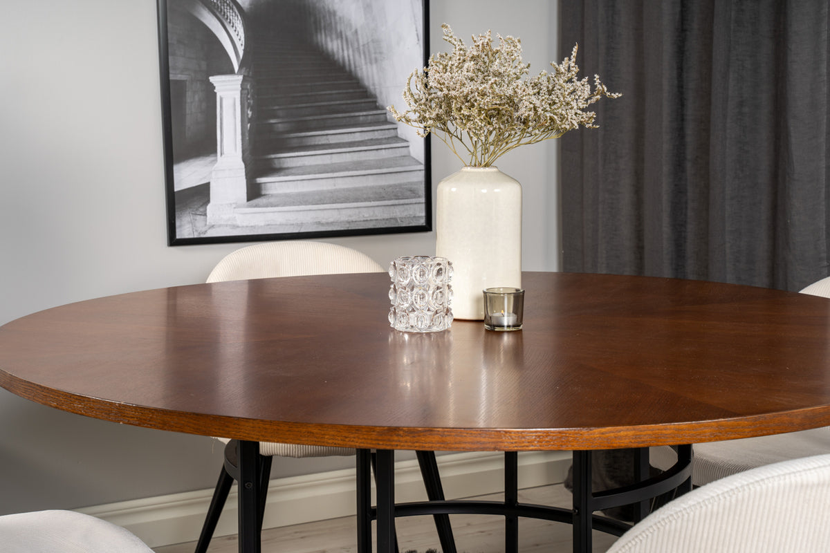 Venture Design Copenhagen & Velvet Matbord ⌀140 + Matstolar Vit