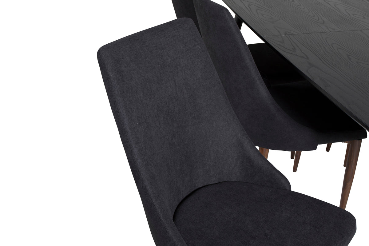 Venture Design Gold & Leone Rektangulära Matbord 180 x 85 Svart + Matstolar 2-pack Svart