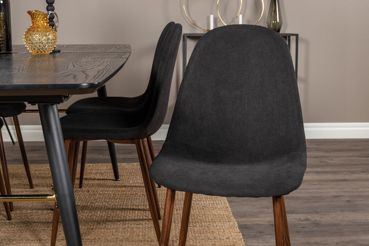 Venture Design Gold & Polar Matbord 85x180 + Matstolar Svart