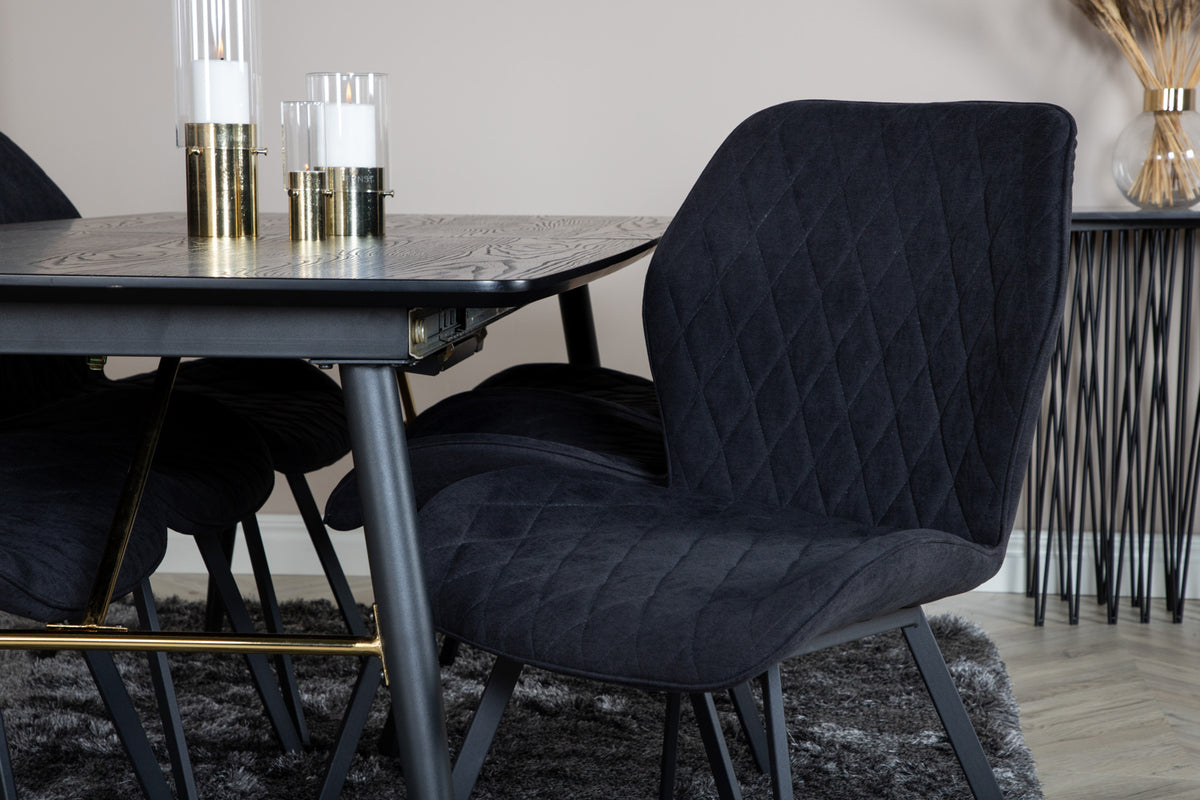 Venture Design Gold & Gemma Rektangulära Matbord 180 x 85 Svart + Matstolar 2-pack Svart