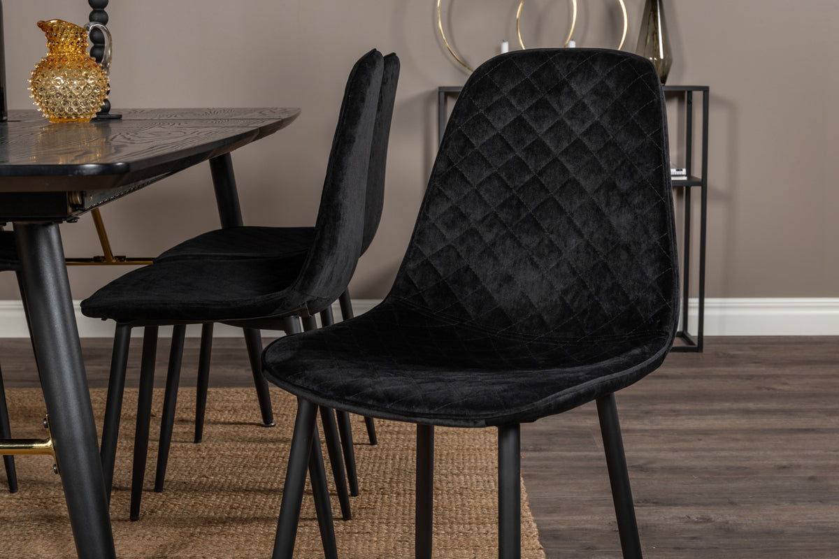 Venture Design Gold & Polar Rektangulära Matbord 180 x 85 Svart + Matstolar 2-pack Svart