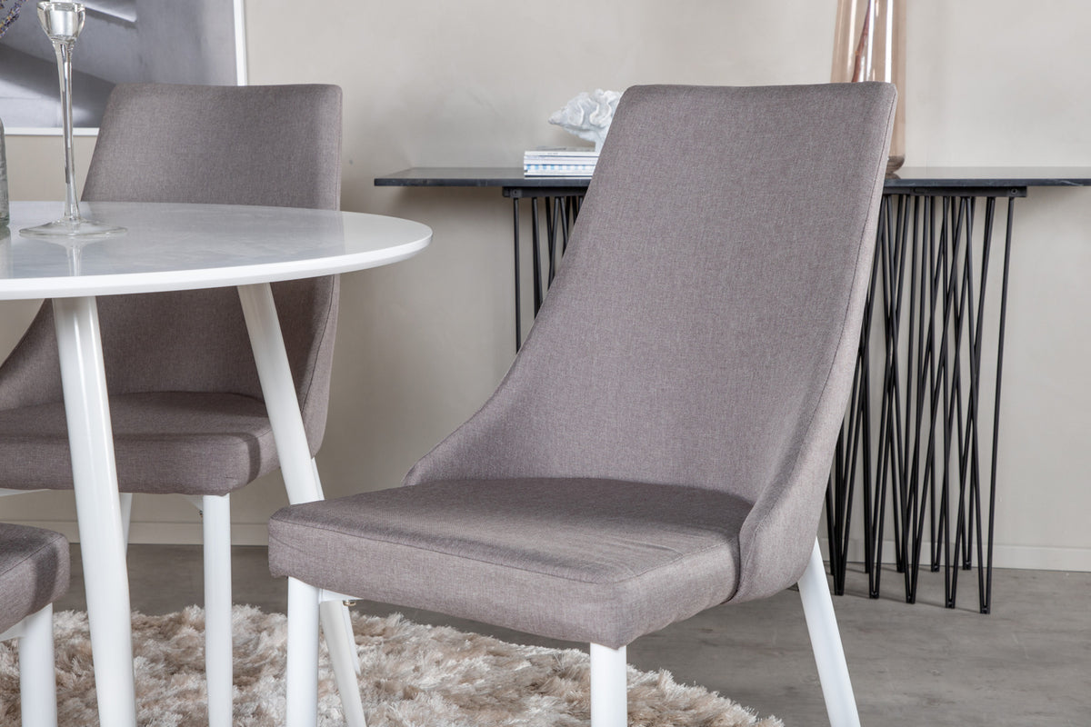 Venture Design Leone & Plaza Matstolar 2-pack Grå + Runda Matbord ⌀100 Vit