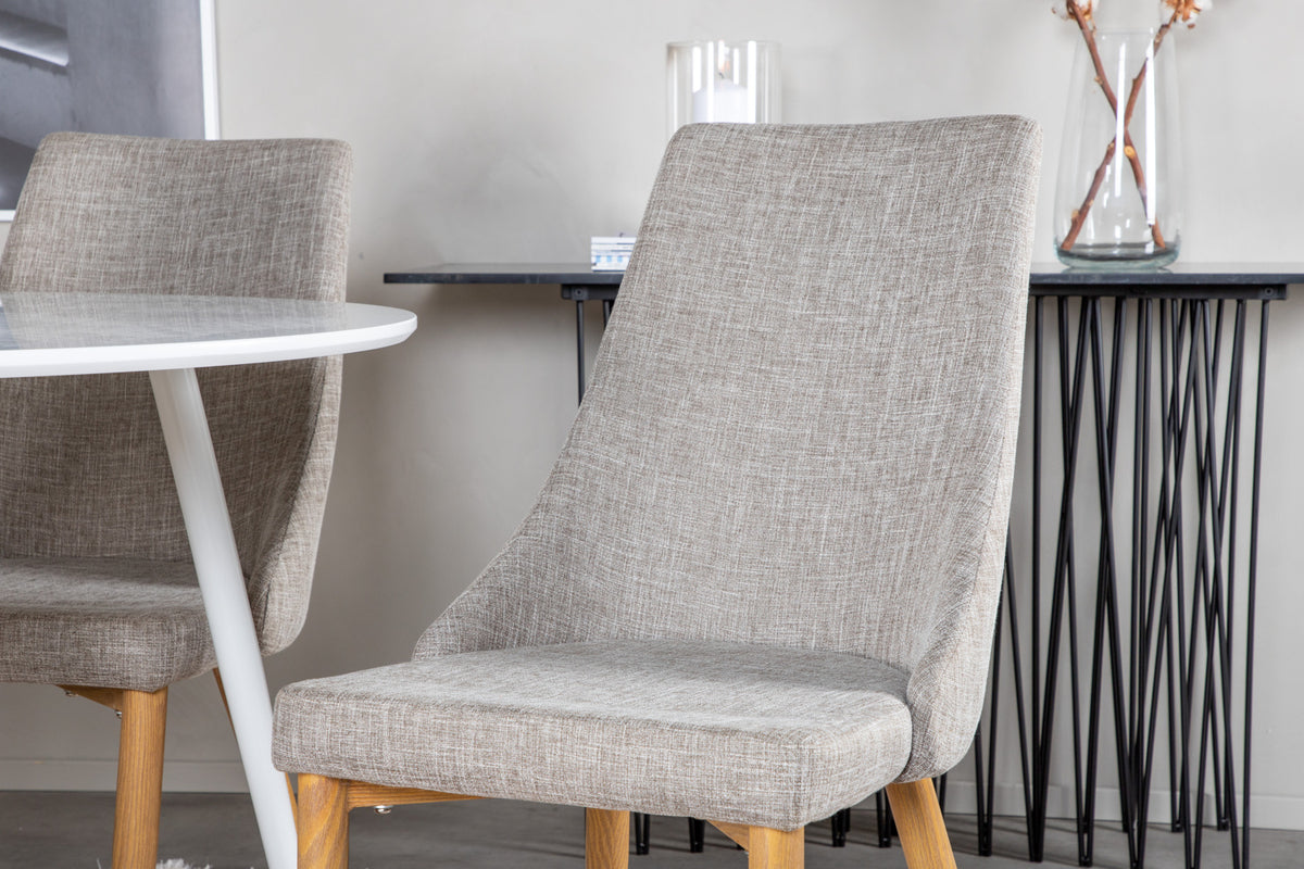 Venture Design Leone & Plaza Matstolar 2-pack Ljusgrå + Runda Matbord ⌀100 Vit