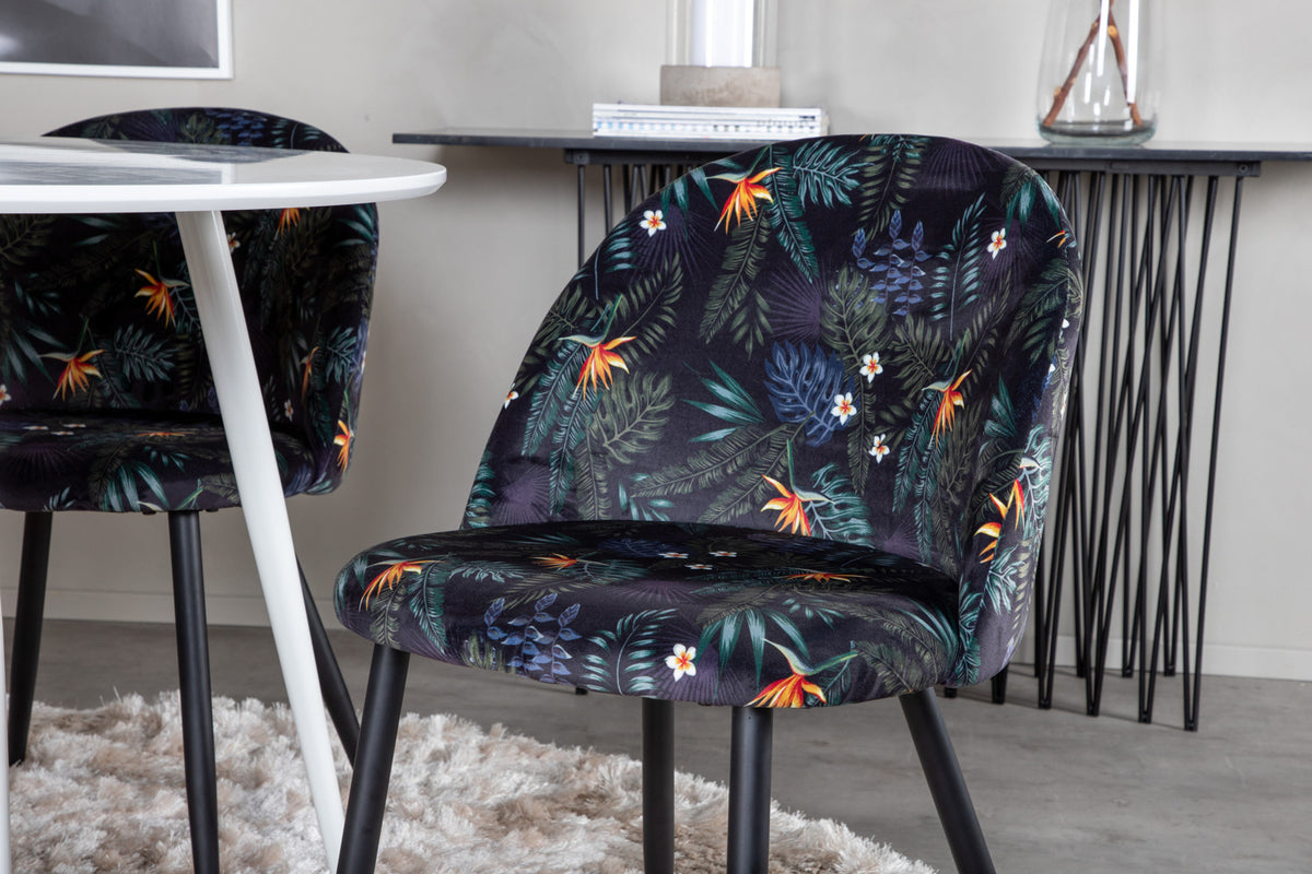 Venture Design Plaza & Velvet Runda Matbord ⌀100 Vit + Matstolar 2-pack Svart