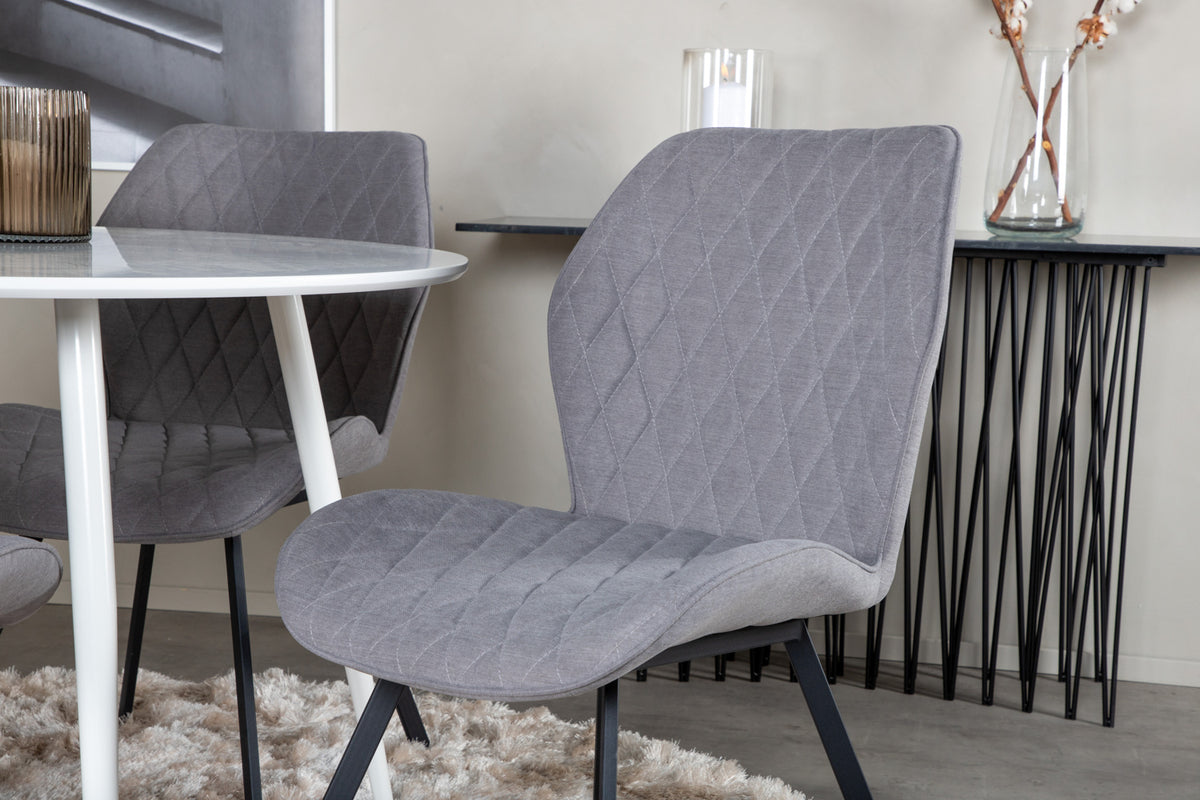 Venture Design Gemma & Plaza Matstolar 2-pack Grå + Runda Matbord ⌀100 Vit