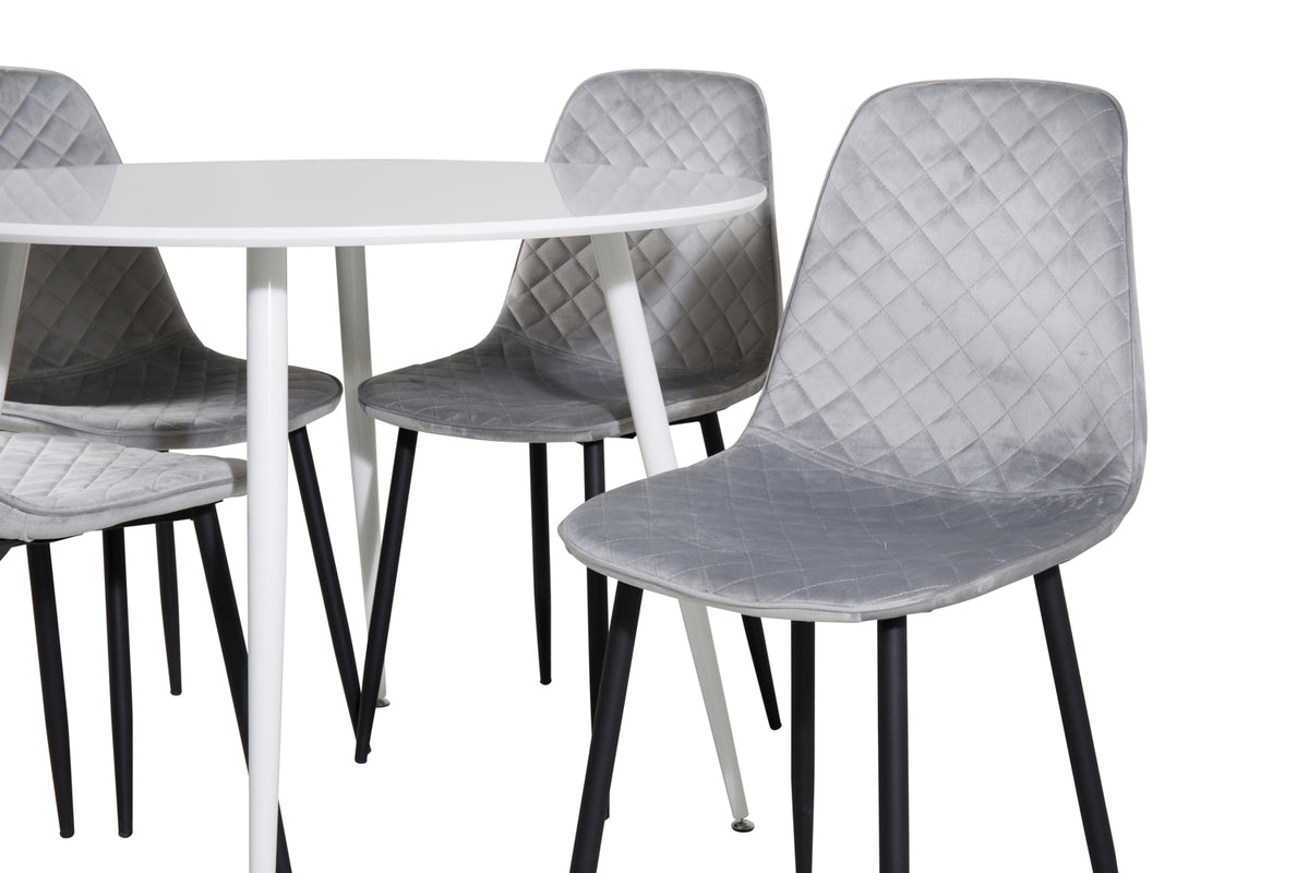 Venture Design Plaza & Polar Runda Matbord ⌀100 Vit + Matstolar 2-pack Grå