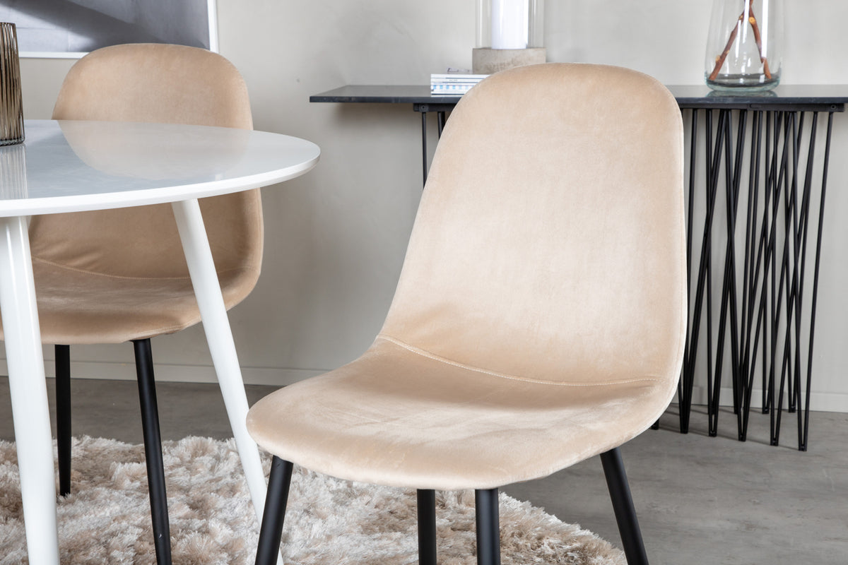 Venture Design Plaza & Polar Runda Matbord ⌀100 Vit + Matstolar 2-pack Beige