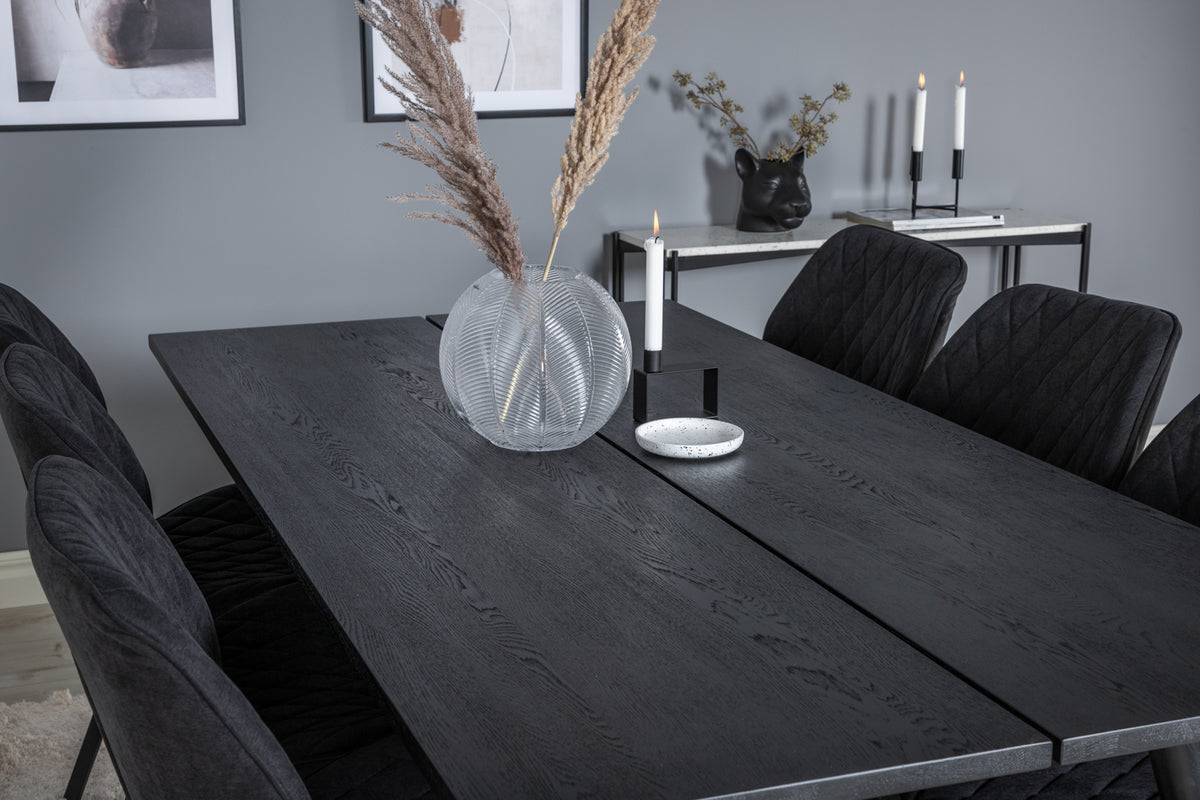 Venture Design Sleek & Gemma Matbord 95x195 + Matstolar Svart