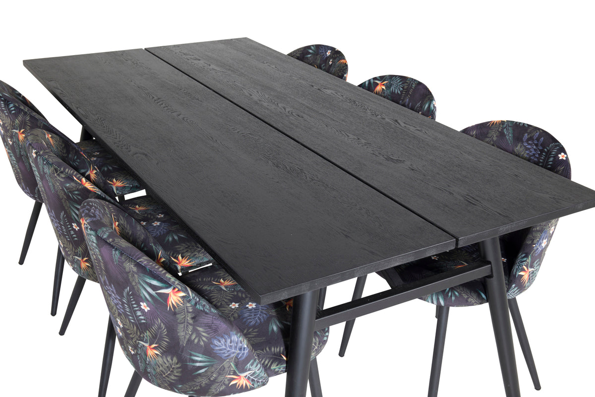 Venture Design Sleek & Velvet Matbord 95x195 + Matstolar Svart