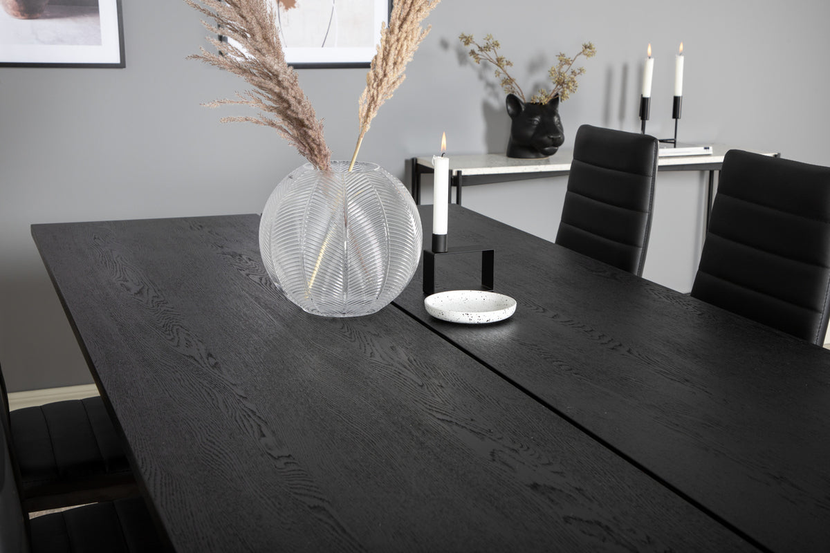 Venture Design Sleek & Slim Matbord 95x195 + Matstolar Svart