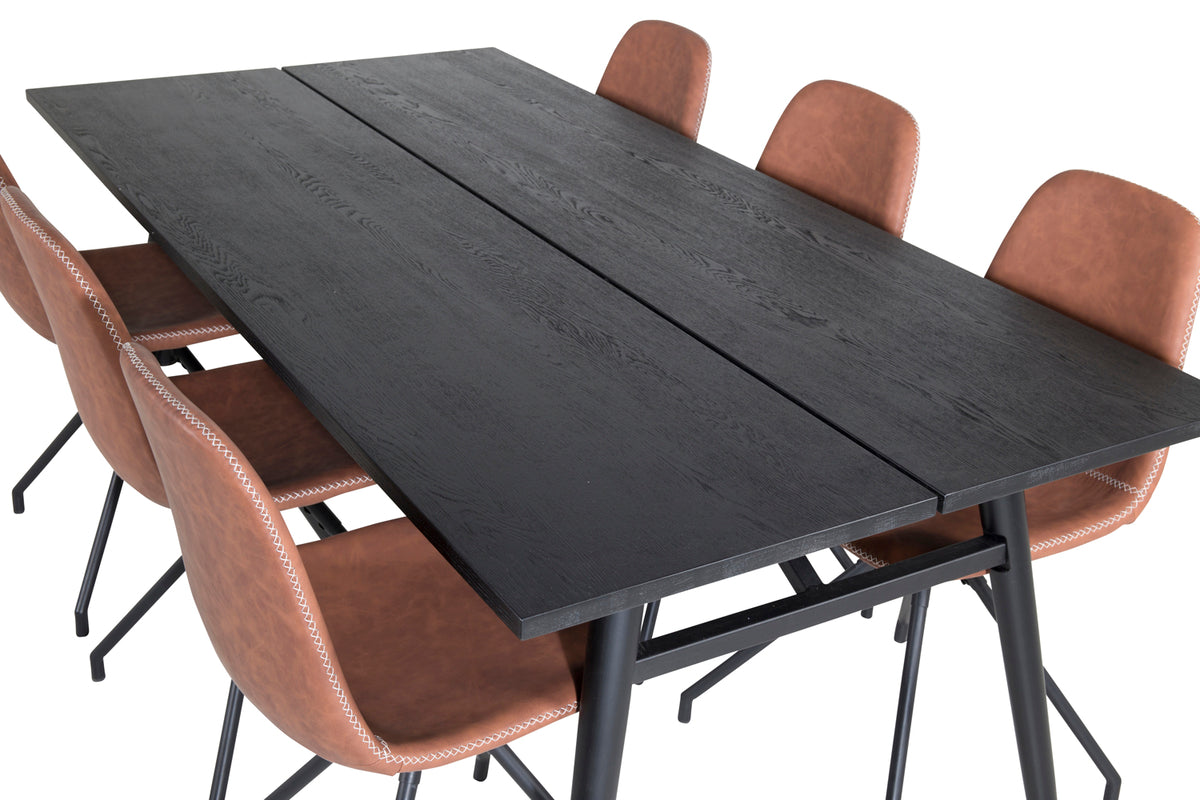 Venture Design Sleek & Polar Matbord 95x195 + Matstolar Brun