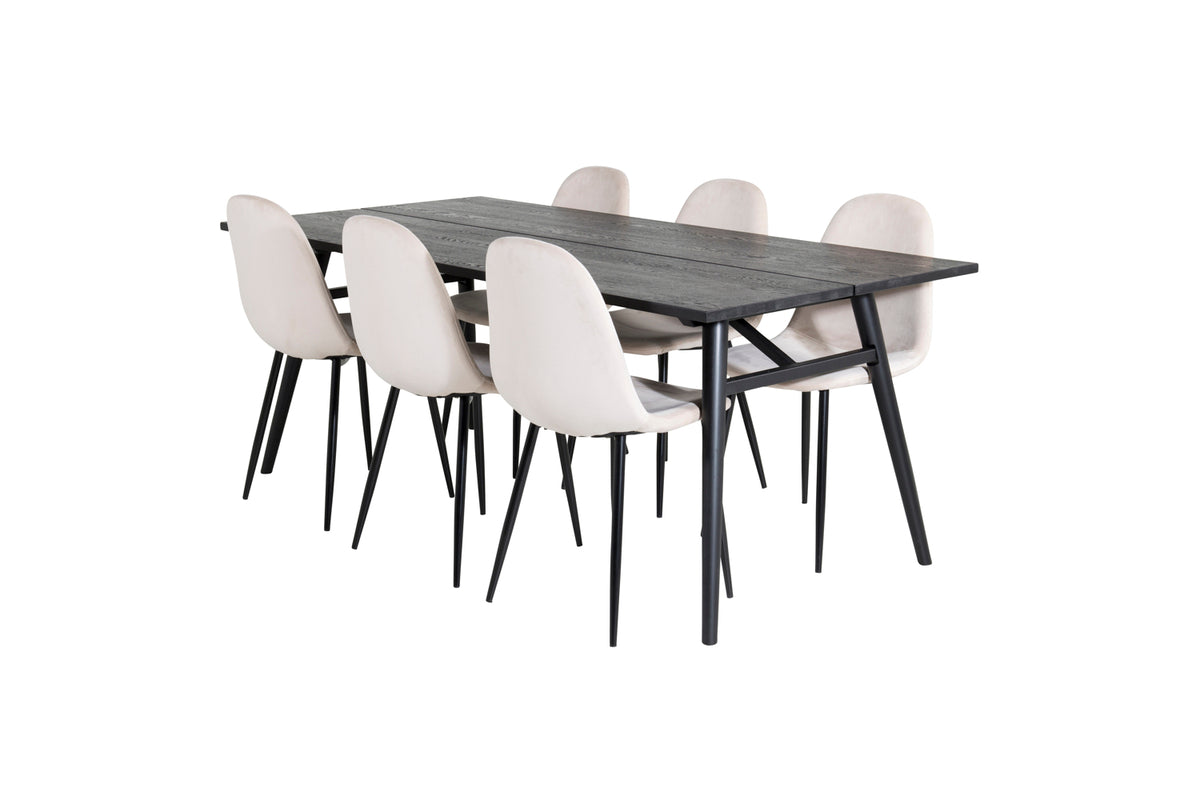 Venture Design Sleek & Polar Matbord 95x195 + Matstolar Beige
