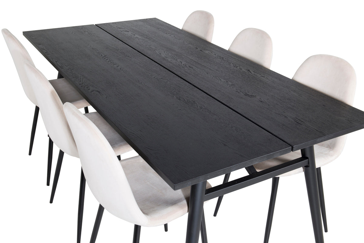 Venture Design Sleek & Polar Matbord 95x195 + Matstolar Beige