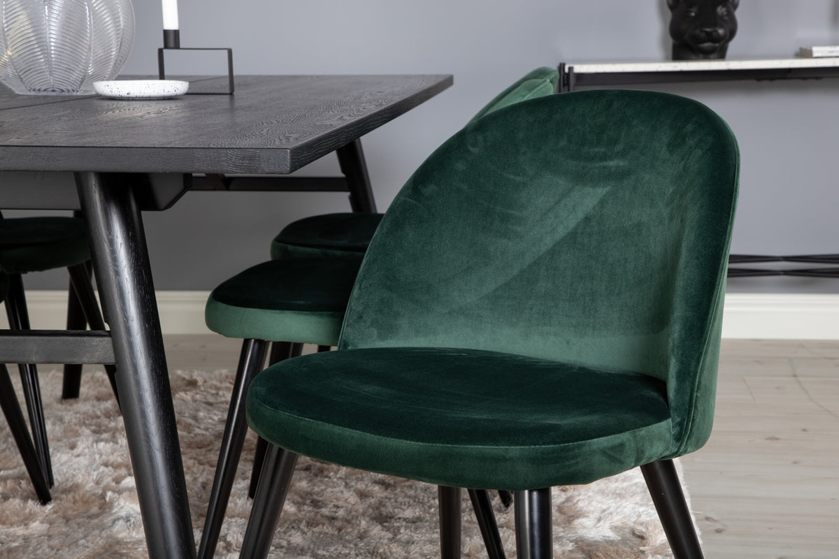 Venture Design Sleek & Velvet Matbord 95x195 + Matstolar Grön