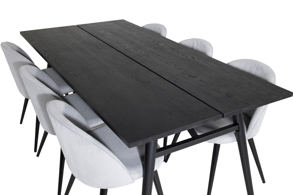 Venture Design Sleek & Velvet Matbord 95x195 + Matstolar Ljusgrå