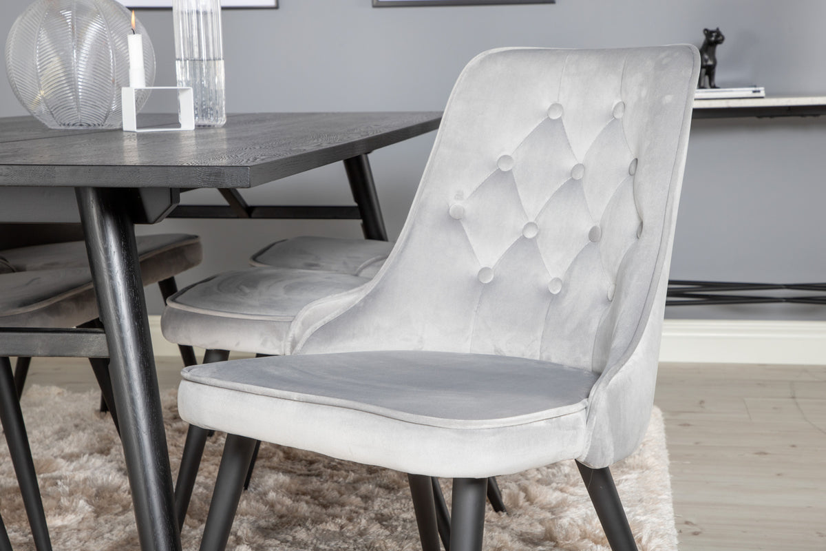 Venture Design Sleek & Velvet Deluxe Matbord 95x195 + Matstolar Ljusgrå