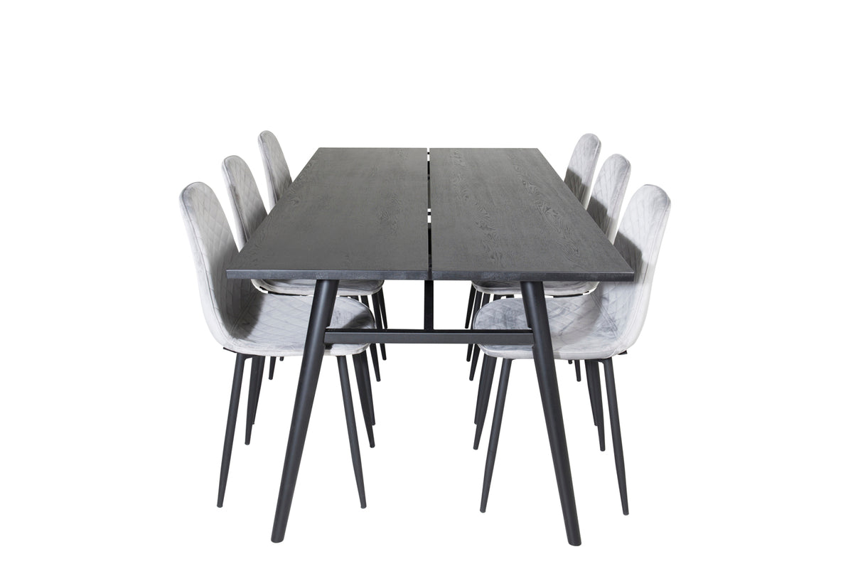 Venture Design Sleek & Polar Matbord 95x195 + Matstolar Grå
