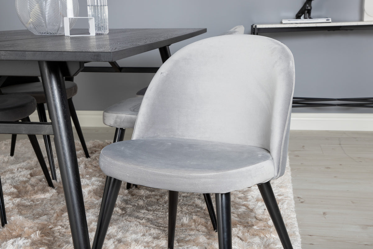 Venture Design Sleek & Velvet Matbord 95x195 + Matstolar Grå