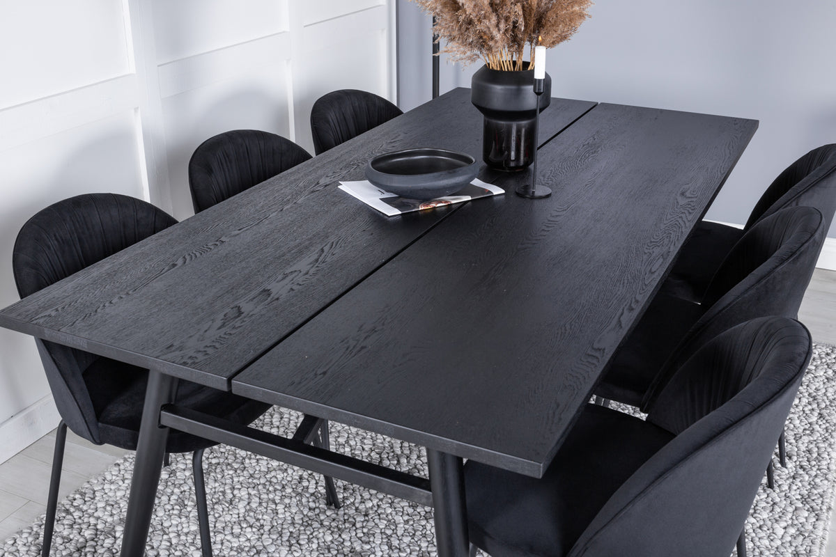Venture Design Sleek & Wrinkles Matbord 95x195 + Matstolar Svart