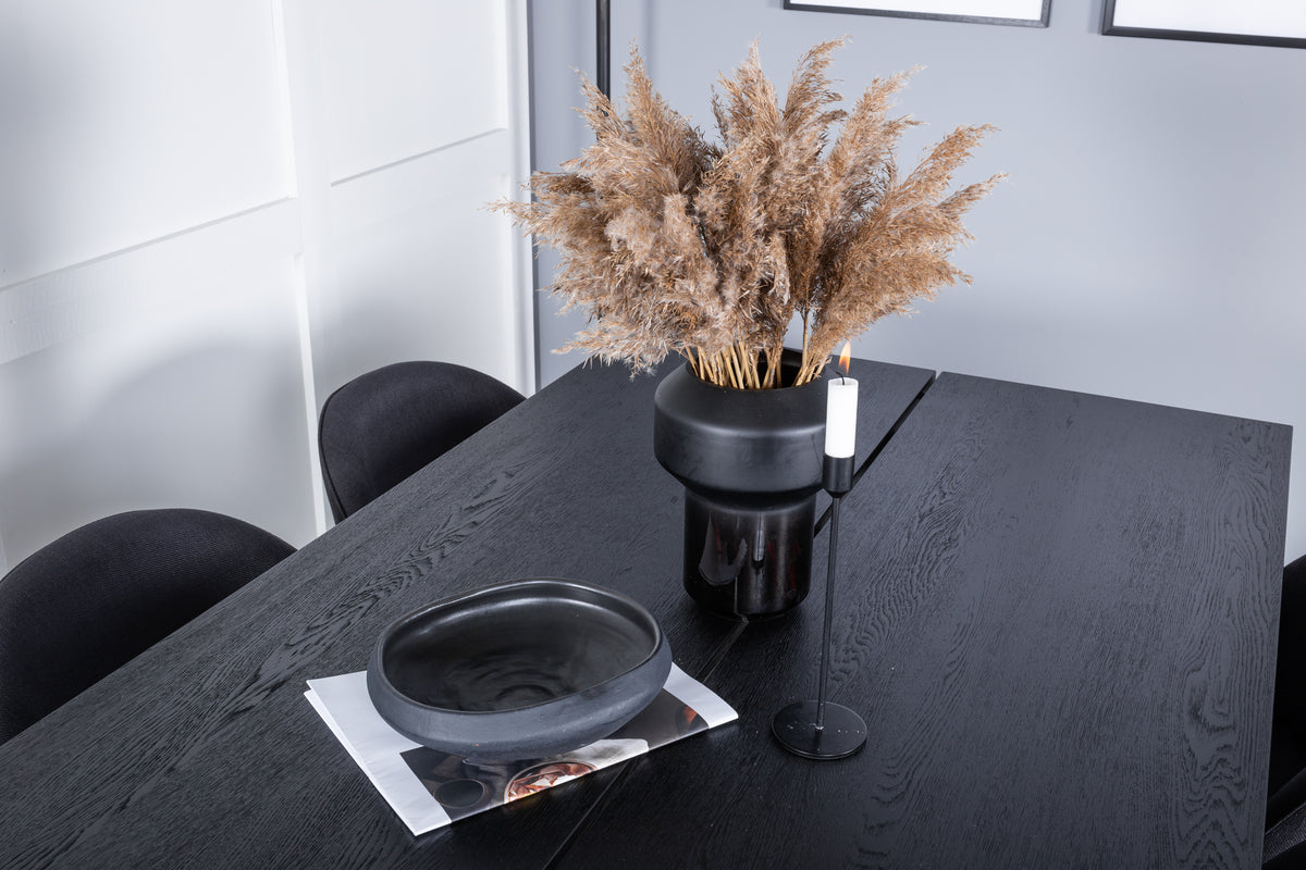 Venture Design Sleek & Velvet Rektangulära Matbord 195 x 95 Svart + Matstolar 2-pack Svart