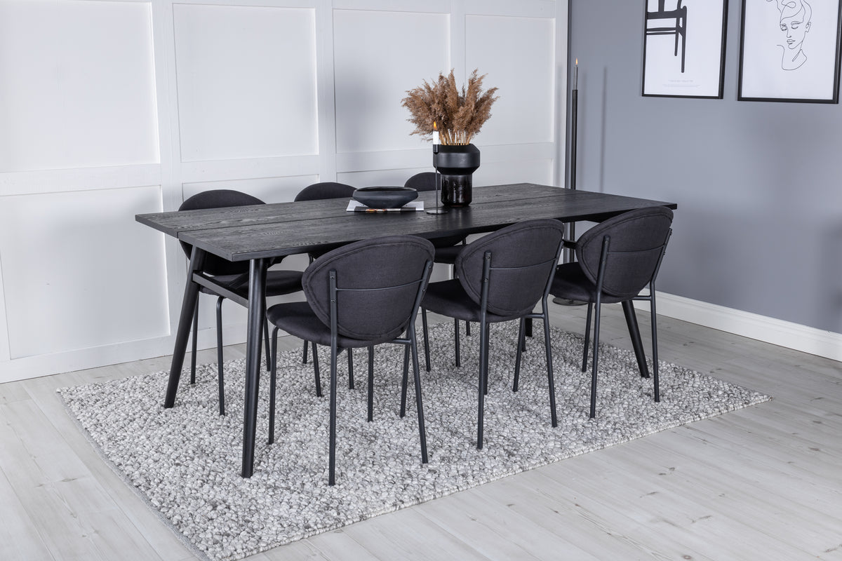 Venture Design Sleek & Vault Rektangulära Matbord 195 x 95 Svart + Matstolar 2-pack Svart