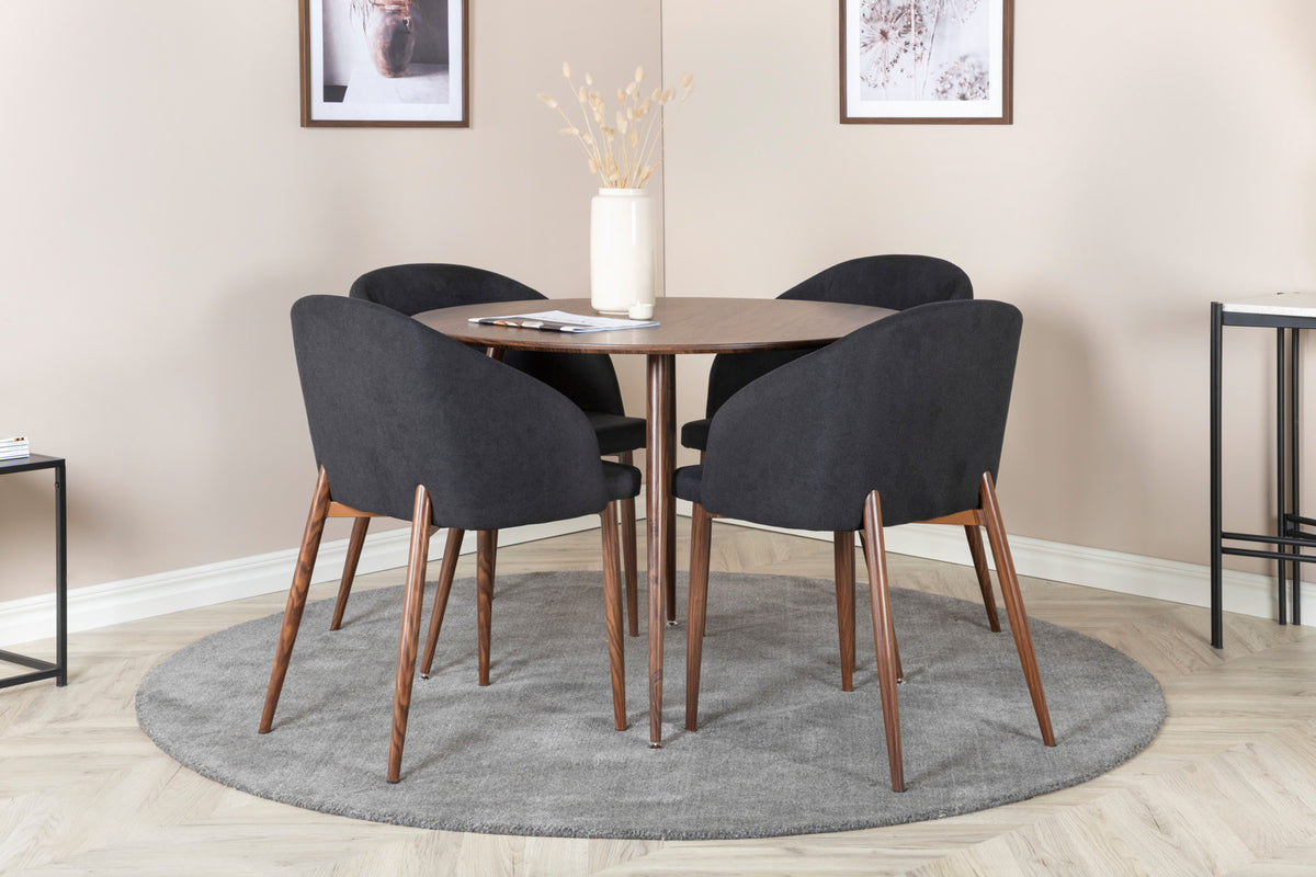 Venture Design Arch & Plaza Matstolar 2-pack Svart + Runda Matbord ⌀100 Valnöt