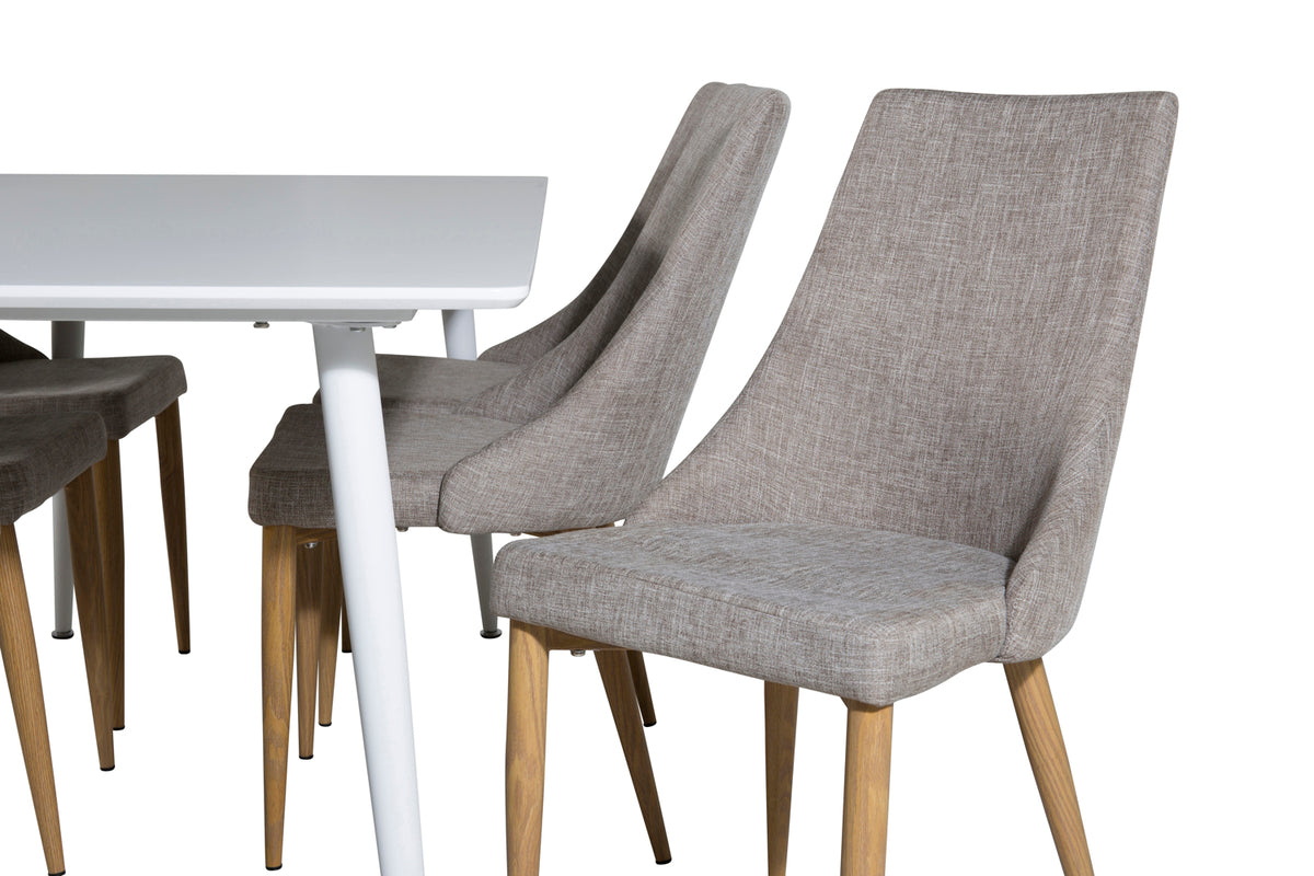 Venture Design Leone & Polar Matstolar 2-pack Ljusgrå + Rektangulära Matbord 180 x 90 Vit