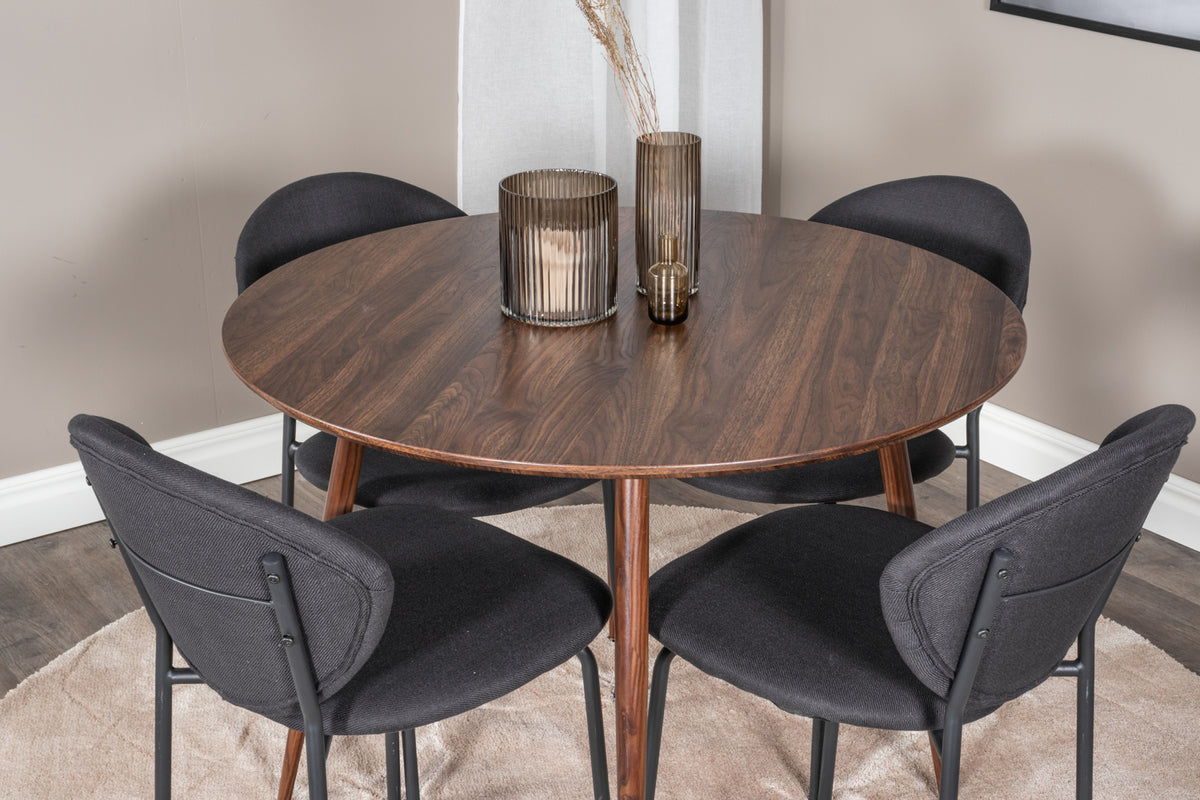 Venture Design Vault & Plaza Matstolar Svart + Matbord ⌀100