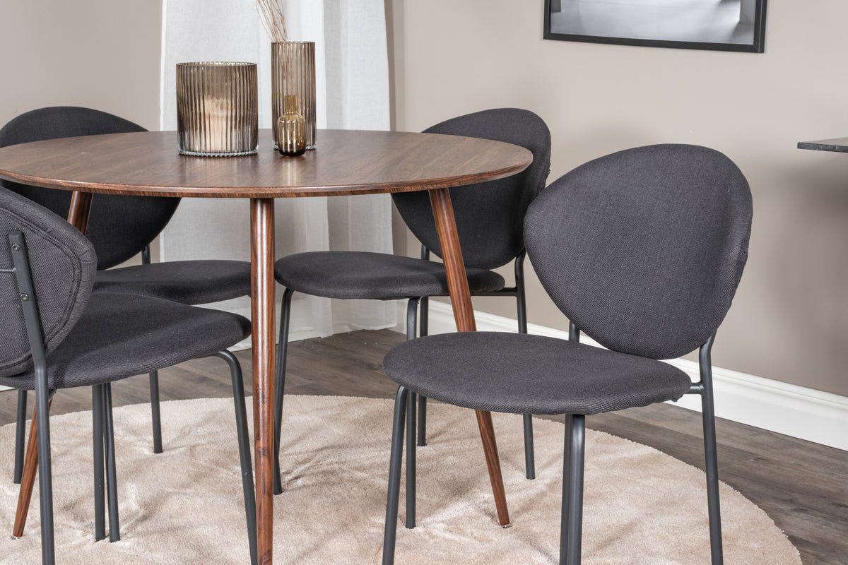 Venture Design Vault & Plaza Matstolar Svart + Matbord ⌀100