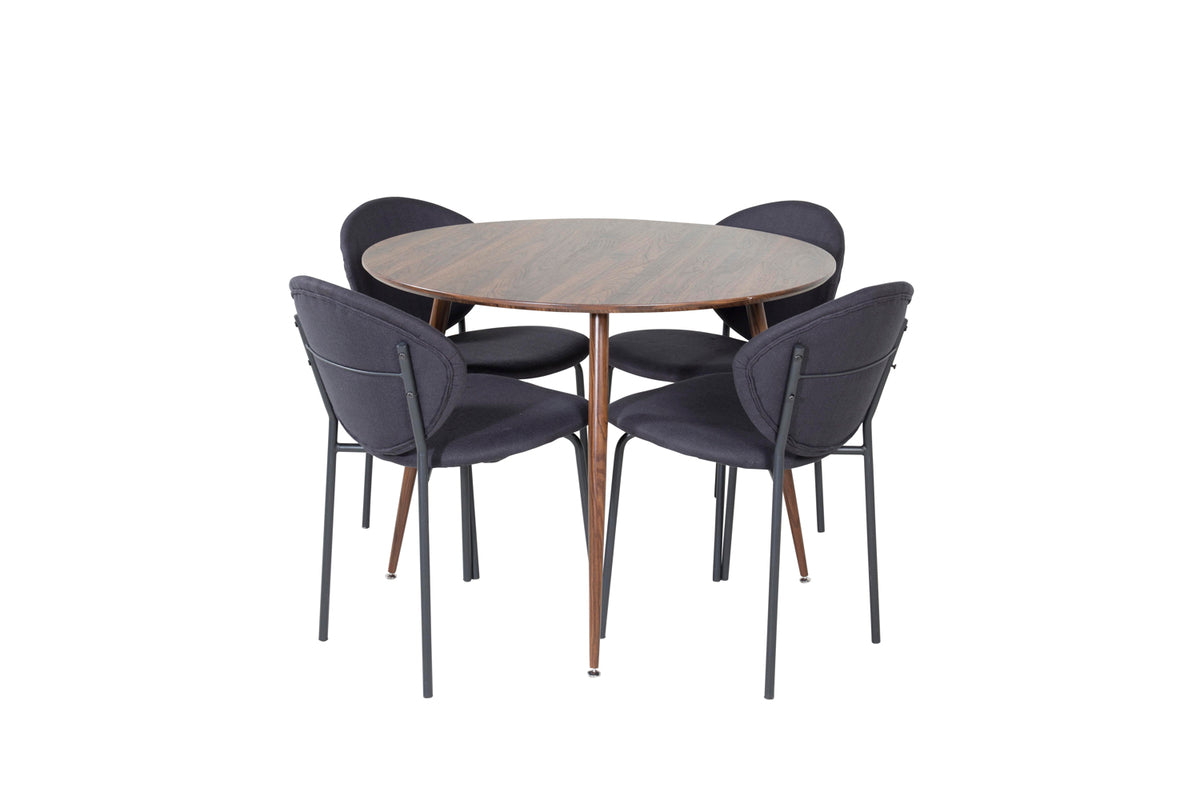 Venture Design Vault & Plaza Matstolar Svart + Matbord ⌀100