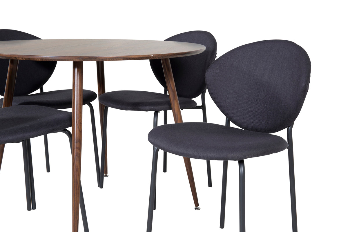 Venture Design Vault & Plaza Matstolar Svart + Matbord ⌀100