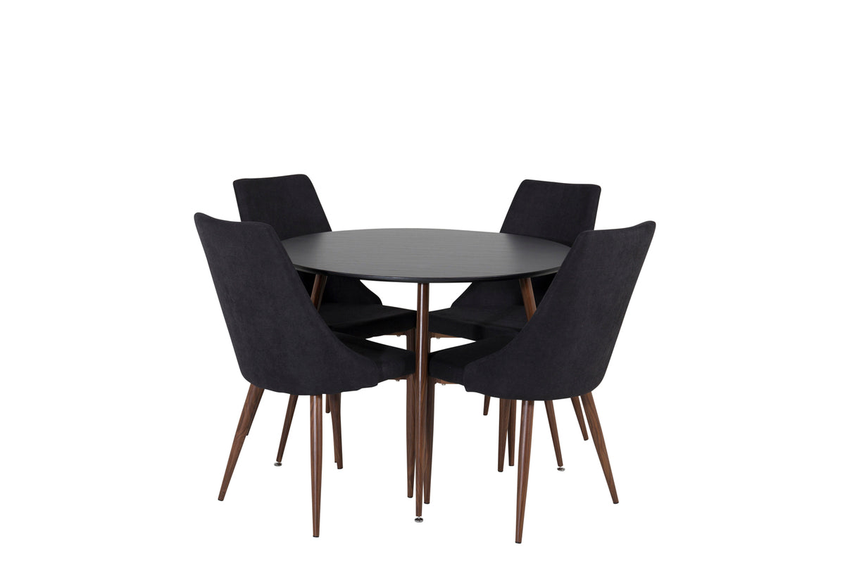 Venture Design Leone & Plaza Matstolar 2-pack Svart + Runda Matbord ⌀100 Svart