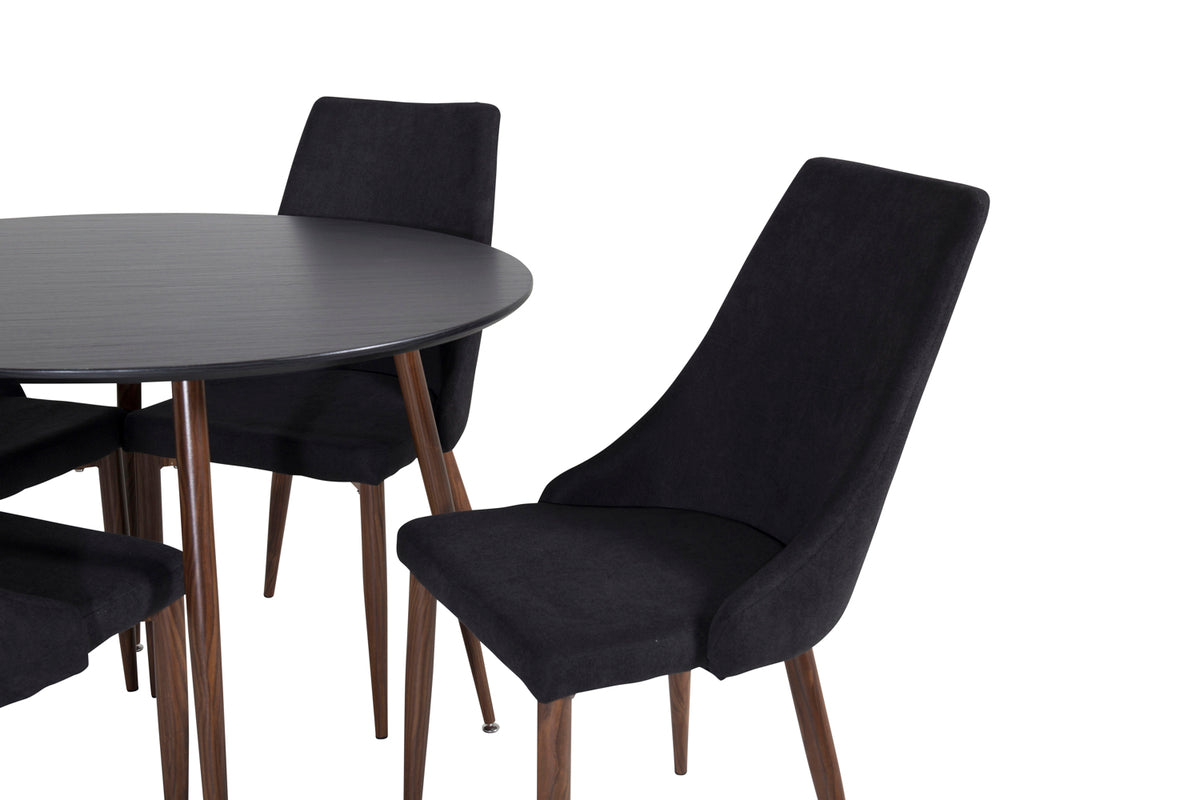 Venture Design Leone & Plaza Matstolar 2-pack Svart + Runda Matbord ⌀100 Svart