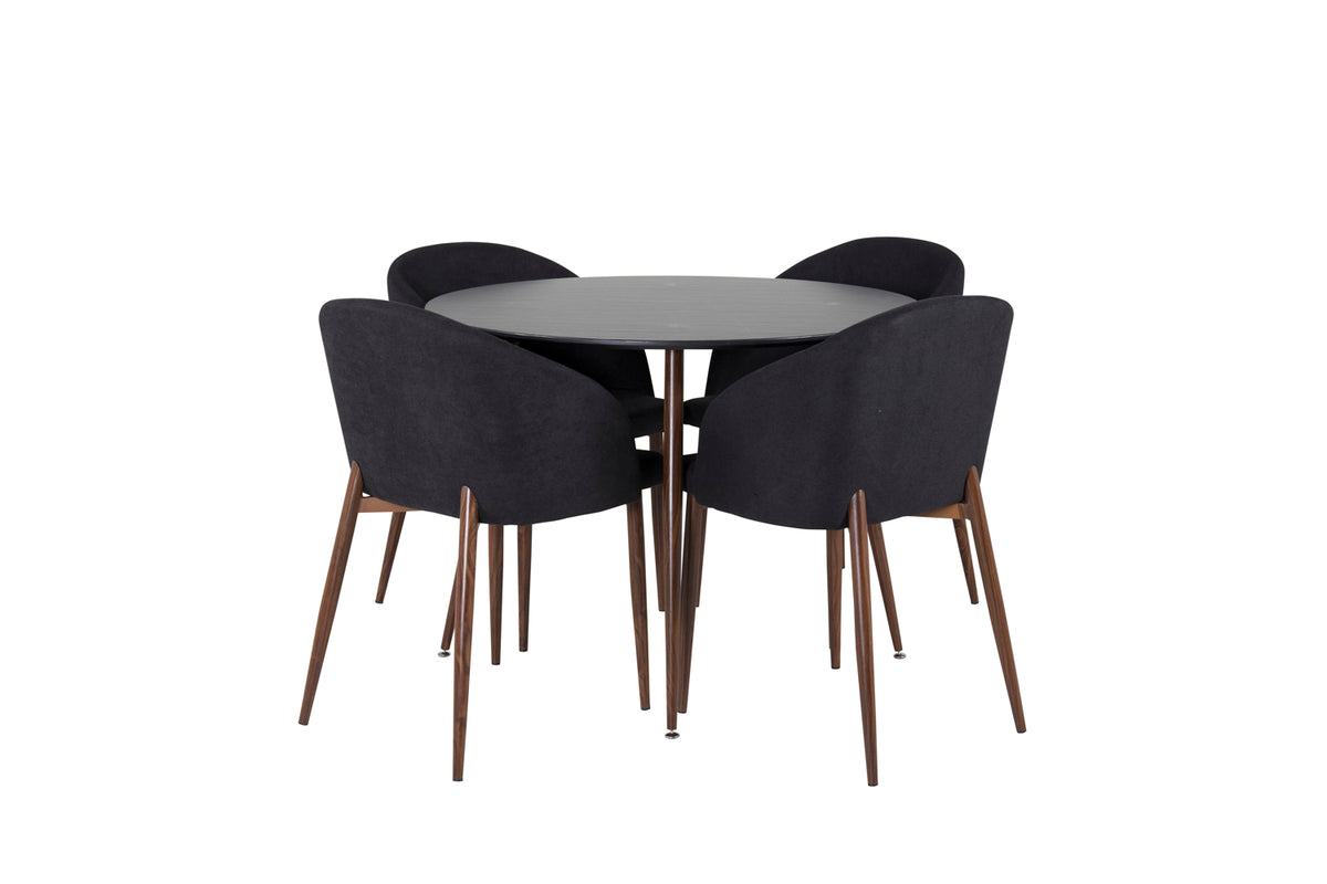 Venture Design Arch & Plaza Matstolar Svart + Matbord ⌀100
