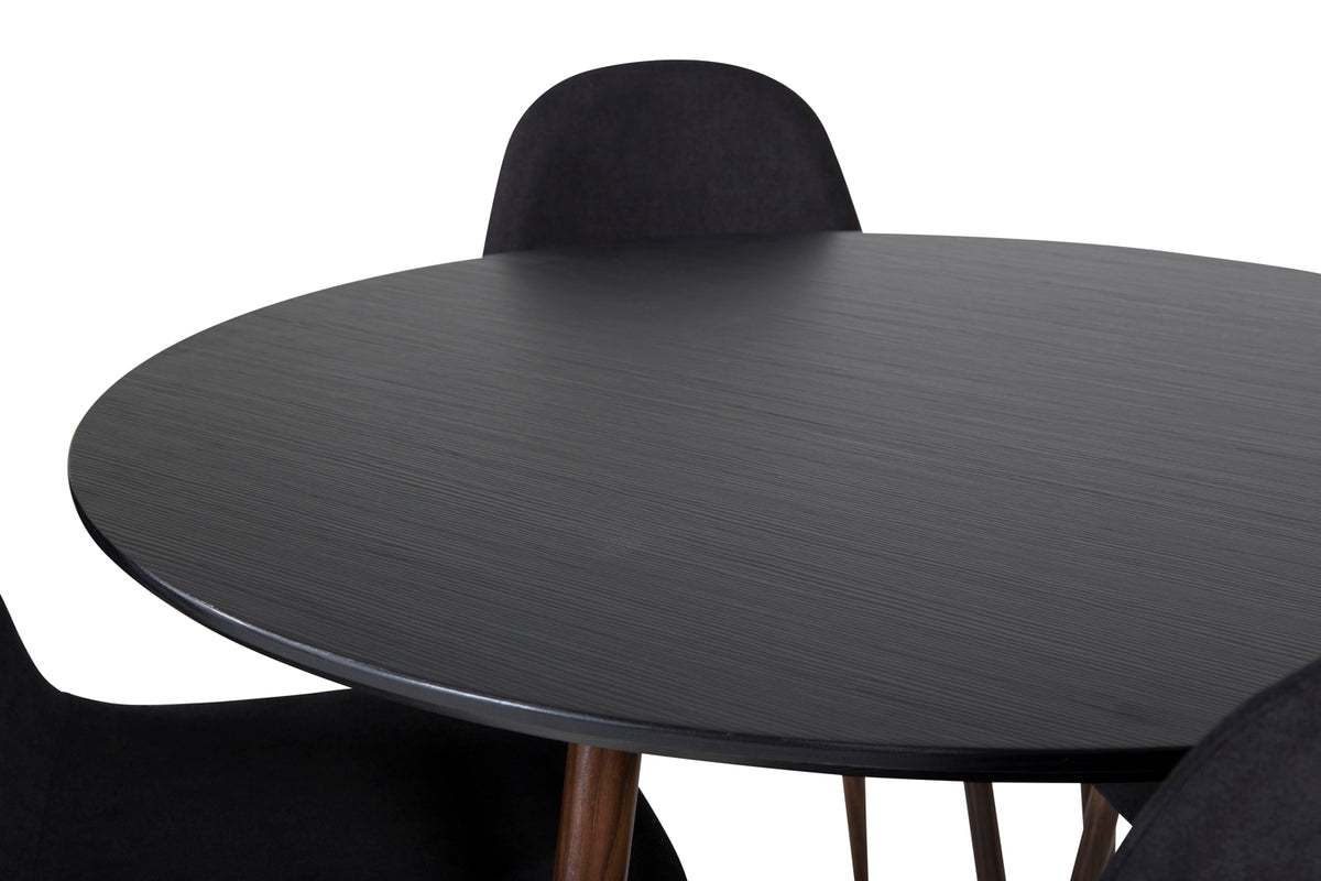 Venture Design Plaza & Polar Runda Matbord ⌀100 Svart + Matstolar 2-pack Svart