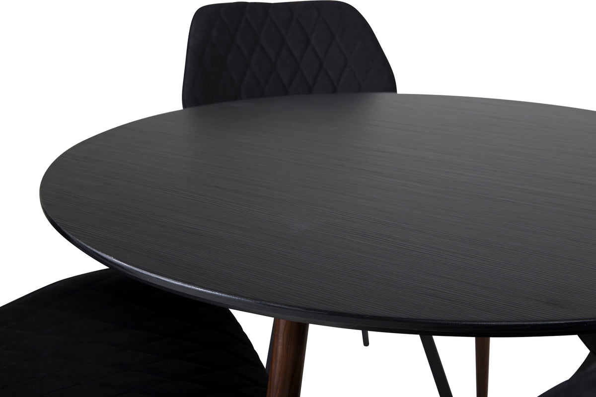 Venture Design Gemma & Plaza Matstolar 2-pack Svart + Runda Matbord ⌀100 Svart
