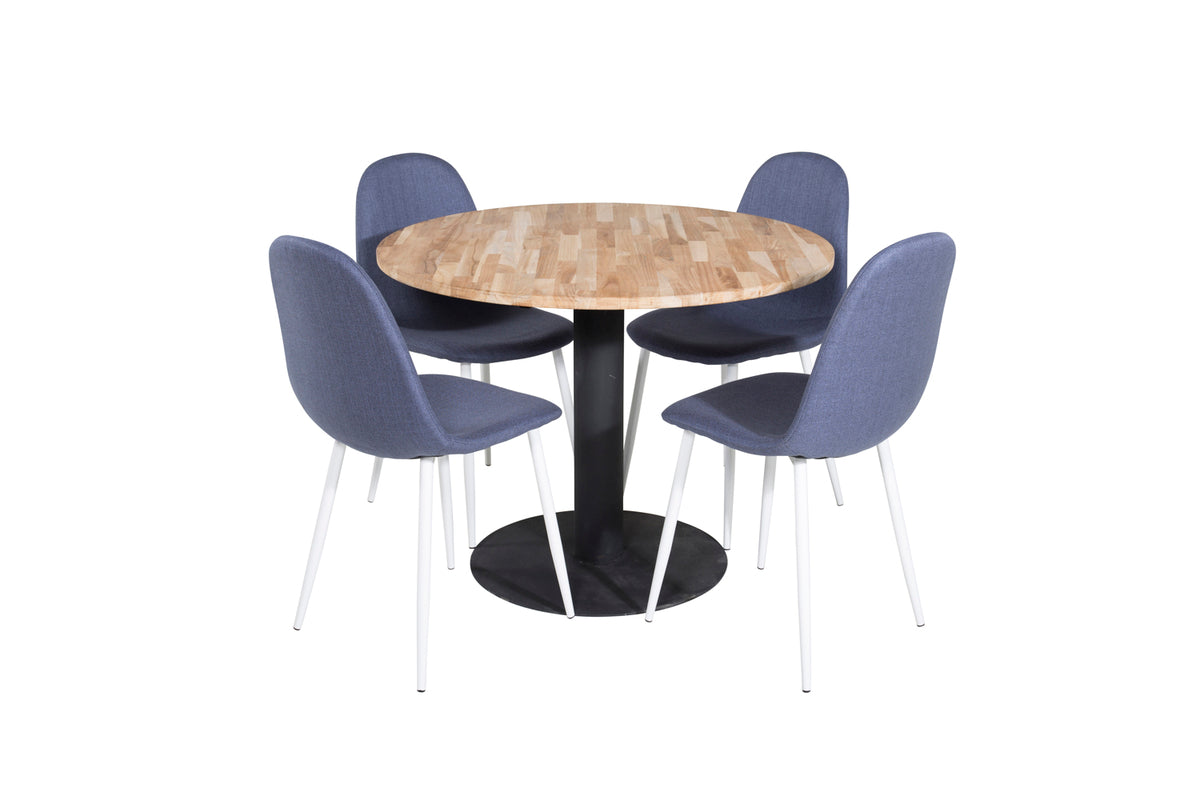 Venture Design Cirebon & Polar Matbord ⌀100 + Matstolar Blå