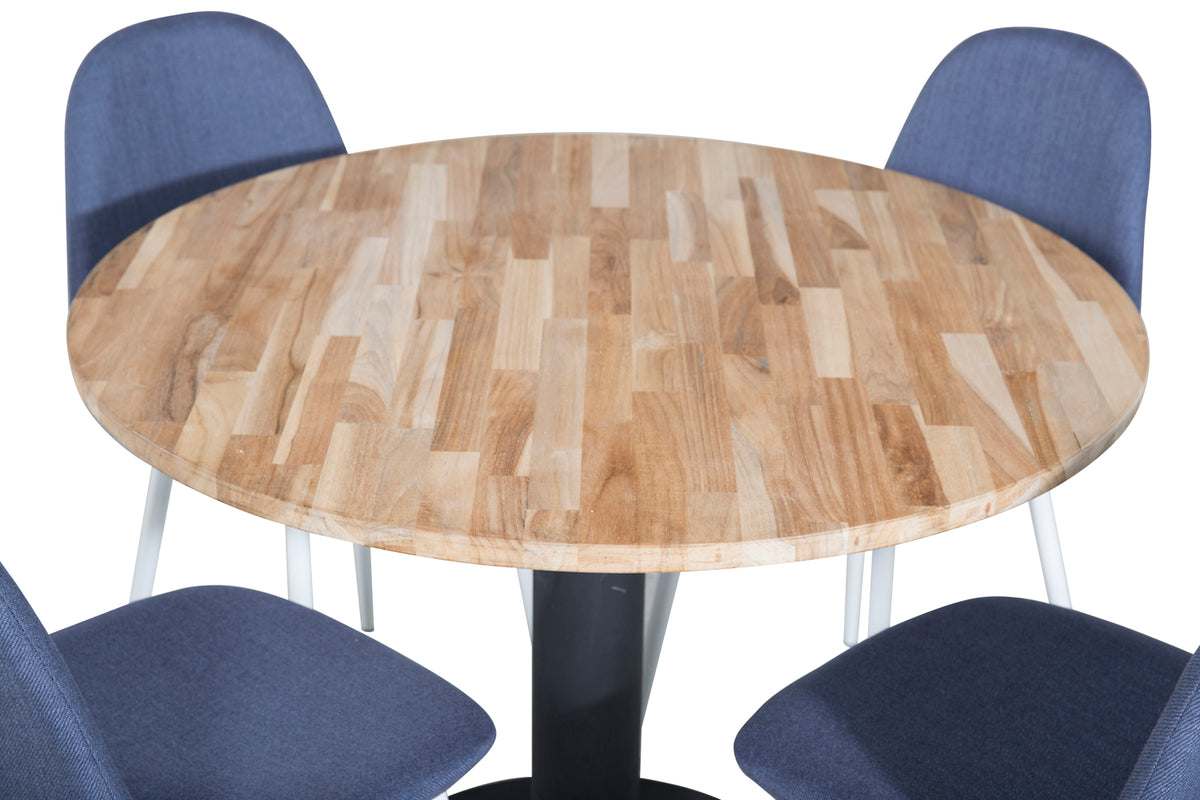 Venture Design Cirebon & Polar Matbord ⌀100 + Matstolar Blå