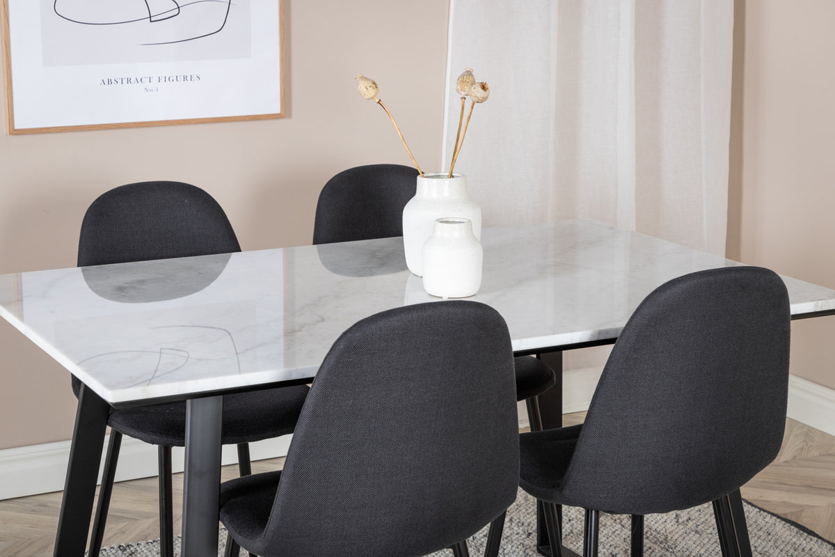 Venture Design Estelle & Polar Rektangulära Matbord 140 x 90 Svart + Matstolar 2-pack Svart