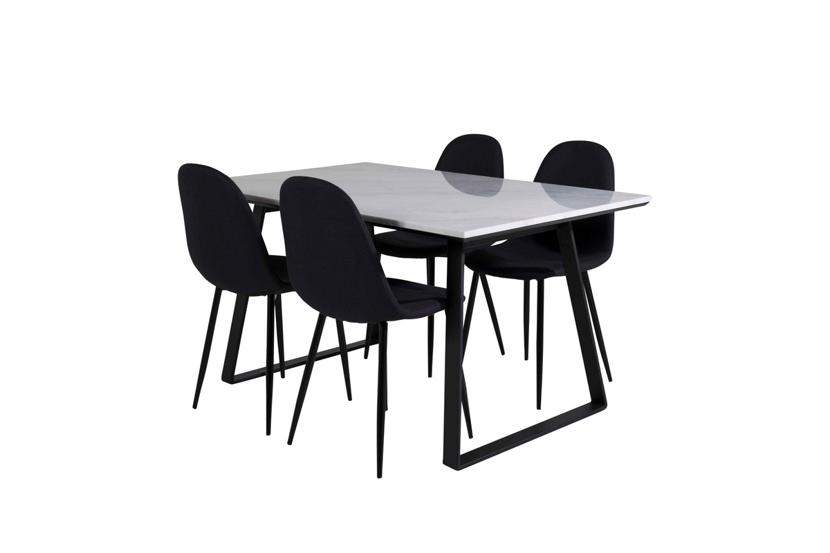 Venture Design Estelle & Polar Rektangulära Matbord 140 x 90 Svart + Matstolar 2-pack Svart