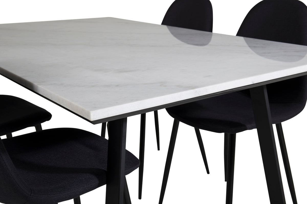 Venture Design Estelle & Polar Rektangulära Matbord 140 x 90 Svart + Matstolar 2-pack Svart