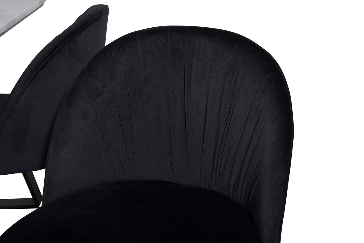 Venture Design Wrinkles & Estelle Matstolar 2-pack Svart + Rektangulära Matbord 140 x 90 Svart