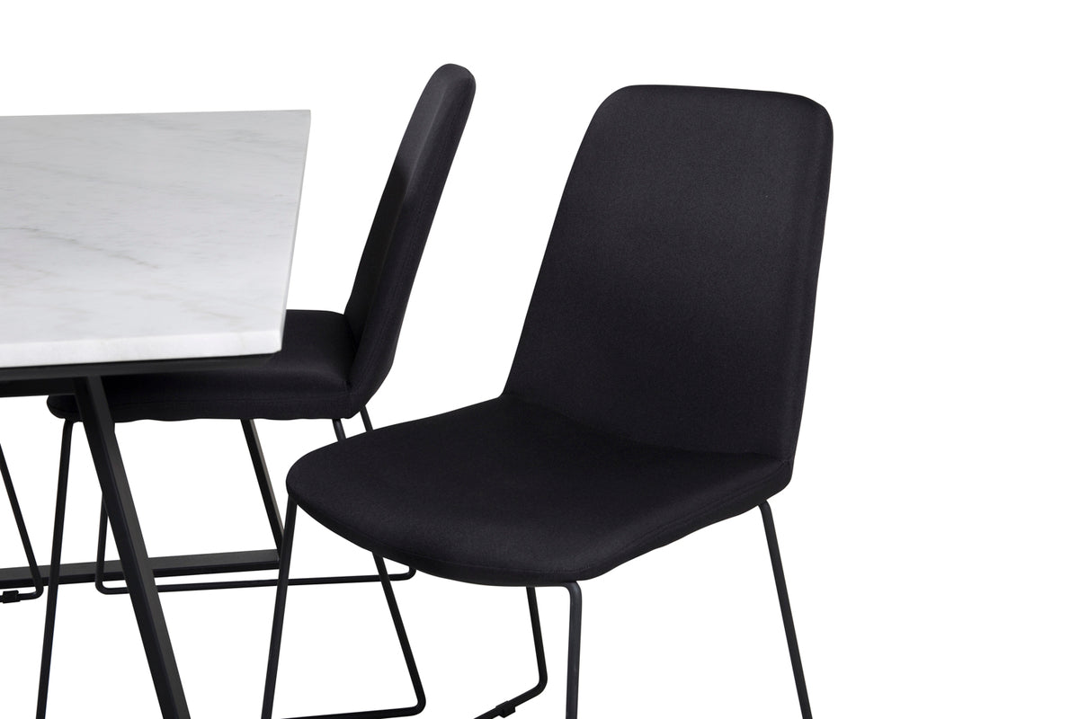 Venture Design Muce & Estelle Matstolar 2-pack Svart + Rektangulära Matbord 140 x 90 Svart