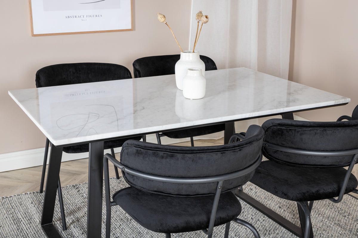 Venture Design Arrow & Estelle Matstolar Svart + Matbord 90x140