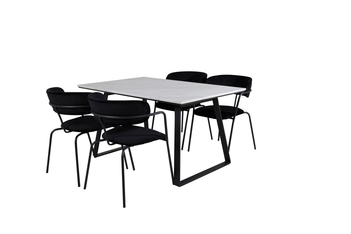 Venture Design Arrow & Estelle Matstolar Svart + Matbord 90x140