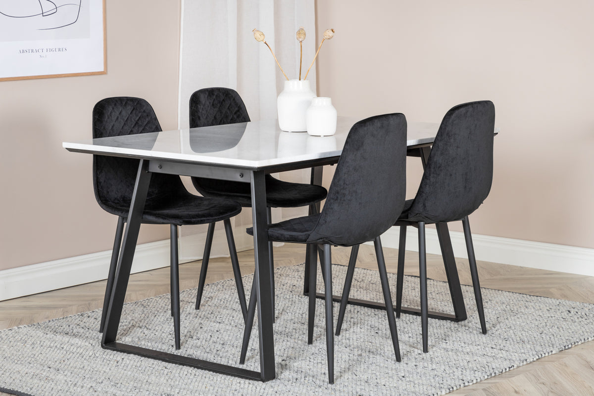 Venture Design Estelle & Polar Rektangulära Matbord 140 x 90 Svart + Matstolar 2-pack Svart