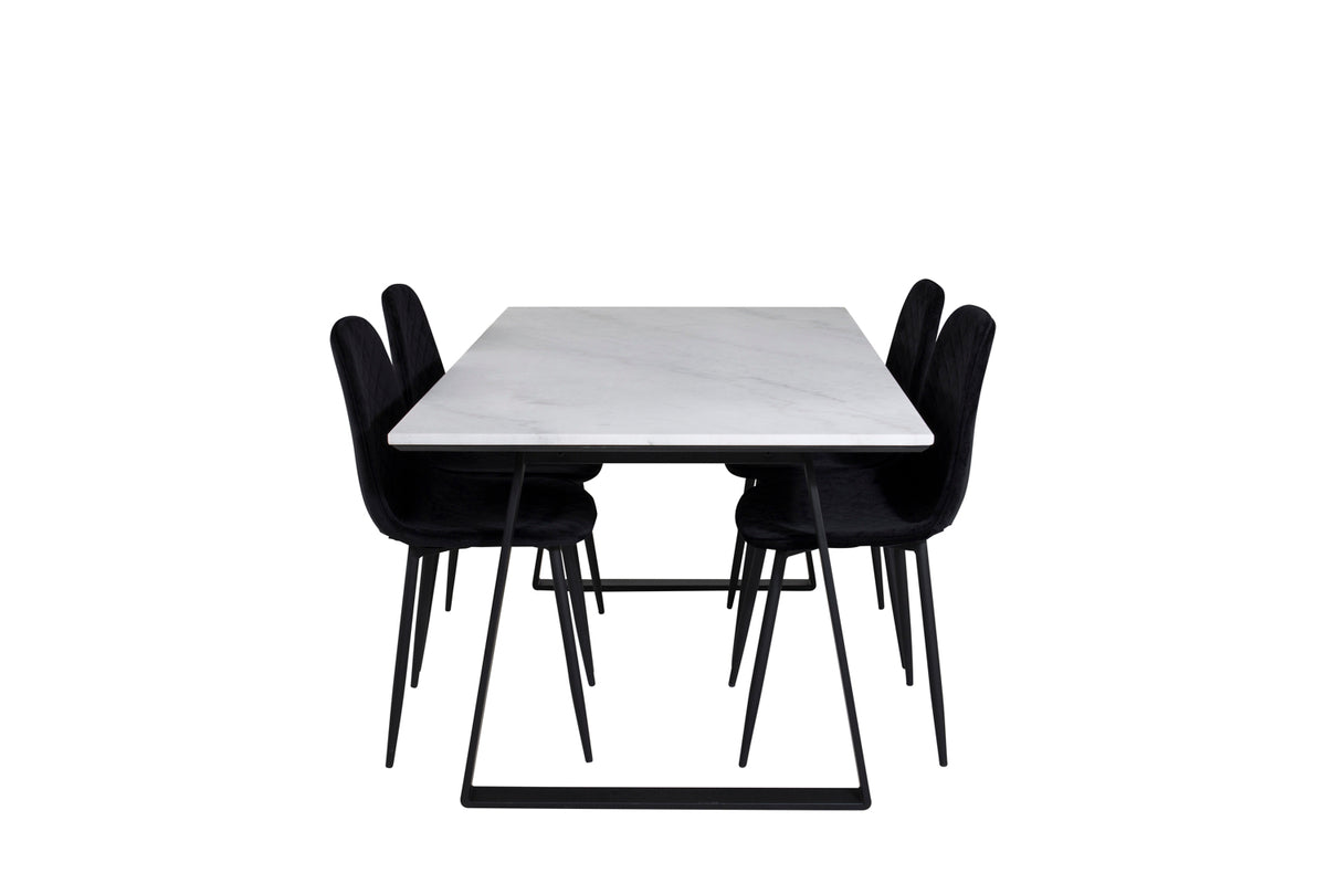 Venture Design Estelle & Polar Rektangulära Matbord 140 x 90 Svart + Matstolar 2-pack Svart