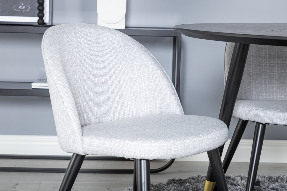 Venture Design Dipp & Velvet Runda Matbord ⌀115 Svart + Matstolar 2-pack Grå